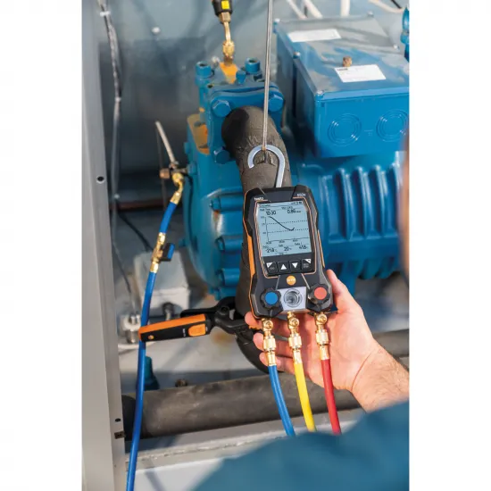Testo 550s Akıllı Dijital Manifold Seti – 2 Yollu, Bluetooth, 2 Kablosuz Kıskaçlı Termometre (Testo 115i), −1…60 bar (0564 5502)