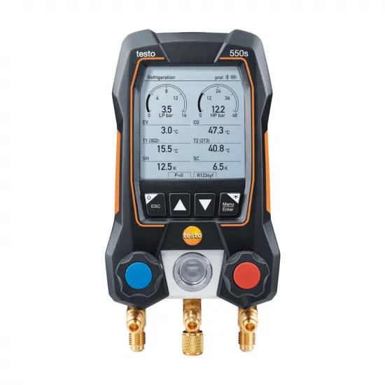 Testo 550s Akıllı Dijital Manifold Seti – 2 Yollu, Bluetooth, 2 Kablosuz Kıskaçlı Termometre (Testo 115i), −1…60 bar (0564 5502)