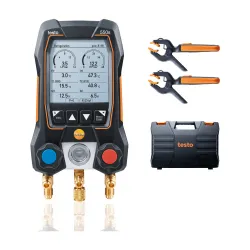 Testo 550s Akıllı Dijital Manifold Seti – 2 Yollu, Bluetooth, 2 Kablosuz Kıskaçlı Termometre (Testo 115i), −1…60 bar (0564 5502)