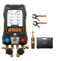 Testo 558s Akıllı Vakum Seti – Dokunmatik 4 Yollu Dijital Manifold + 2× 115i Kıskaçlı Termometre + 552i Vakum Probu (0564 5582)