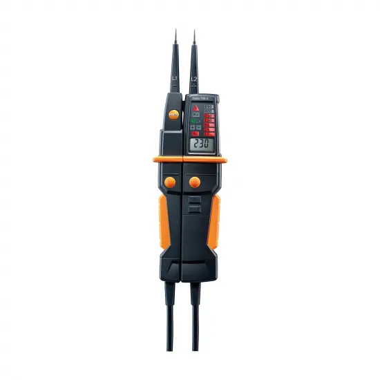 Testo 750-3 Voltaj Test Cihazı – 690 V AC/DC, LC Ekranlı, Döner Alan, Tek Kutuplu Faz ve RCD Testi, Fenerli (0590 7503)