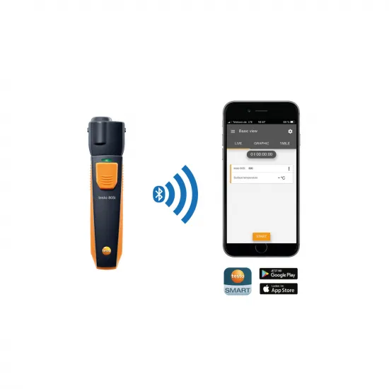 Testo 805i Kablosuz Kızılötesi (Infrared) Termometre – Bluetooth, −30…+250 °C, 8 Noktalı Lazer İşaretleme (0560 1805)