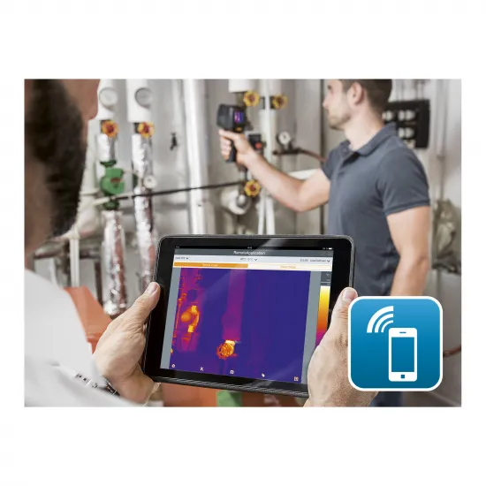 Testo 868 Termal Kamera – 160×120 (SuperResolution 320×240), 80 mK, −30…+650 °C, WLAN App Bağlantılı, 5 MP Dijital Kamera (0560 8681)