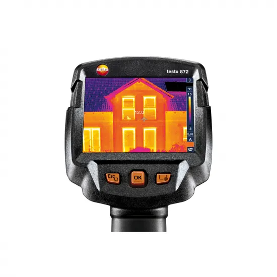 Testo 872 Termal Kamera – 320×240 (SuperResolution 640×480), 50 mK, −30…+650 °C, Lazer İşaretleyici, WLAN ve Bluetooth (0560 8721)