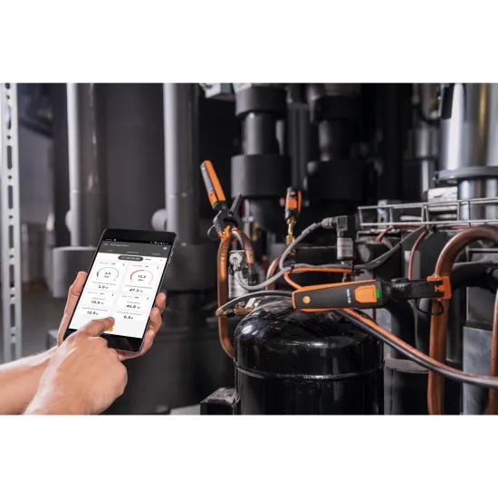 Testo Akıllı Problar Klima ve Soğutma Test Seti – 2 × 549i Basınç Probu, 2 × 115i Kıskaçlı Termometre, Çantalı (0563 0002 10)