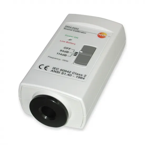 Testo Ses Seviyesi Kalibratörü – 94/114 dB, 1000 Hz, IEC 60942 Sınıf 2, ½ ve 1 inç Mikrofon Uyumlu (0554 0452)