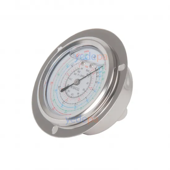 Techsun TPM250 Alçak Basınç Manometre Saati (Gliserinli) – R22, R134a, R404a, R407c Uyumlu