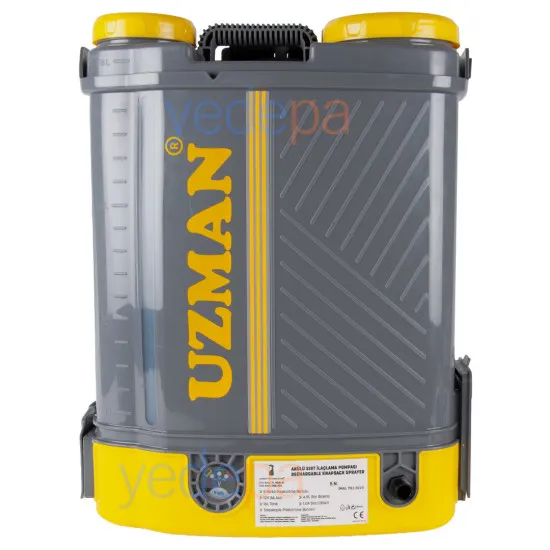 Uzman YL-8018-16 Akülü Sırt İlaçlama Pompası (16 Litre, 12V 8Ah, 5 Nozul, Teleskopik Borulu)