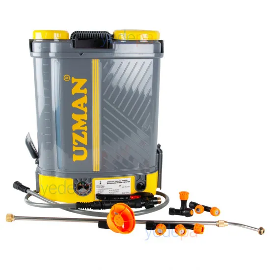 Uzman YL-8018-16 Akülü Sırt İlaçlama Pompası (16 Litre, 12V 8Ah, 5 Nozul, Teleskopik Borulu)