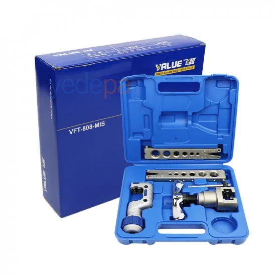 Value VFT-808L-MIS Eksantrik Havşa Açma Seti (Metrik 6-19 mm + İnç 1/4-3/4, VTC-32 Boru Kesicili, Çantalı)