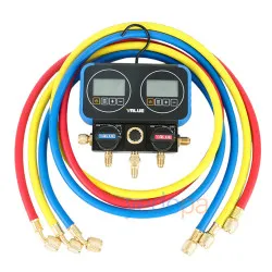 Value VRM2-0101i Çift Dijital Manifold Gösterge Seti (3x150 cm Hortumlu, Çantalı - R32/R410A/R134a/R1234yf Uyumlu)
