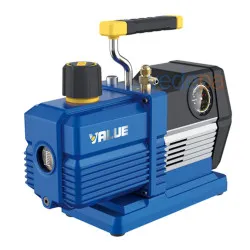 Value VRP-8DV Çift Kademeli Vakum Pompası (226 l/dk - 8 CFM, 15 Mikron, Dahili Vakummetre + Solenoid Valf, R32/R1234yf)