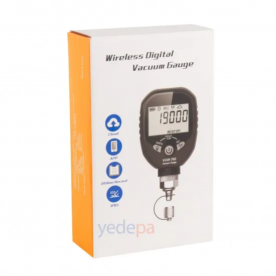 VGW-760 Kablosuz Dijital Vakum Ölçer - Micron, Pa, mTorr, Torr ve Daha Fazla Birim Desteği ile Akıllı Uygulama Takibi