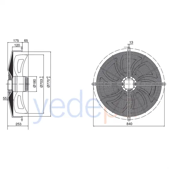 Weiguang 710 mm Emici Aksiyel Fan YWF6D-710 - 900 Devir 380V