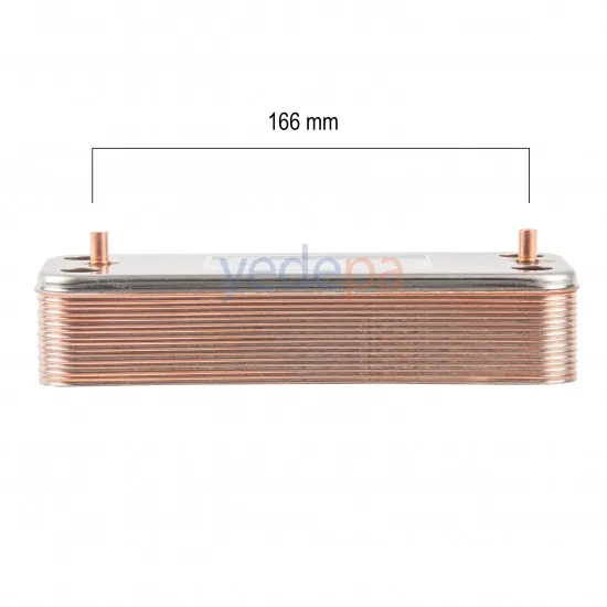 Zilmet 17B2071206 12 Plakalı Kombi Isı Eşanjörü, 166 mm Vida Aralığı - Demirdöküm, Baxi, Fondital, Vaillant ve Protherm Uyumlu