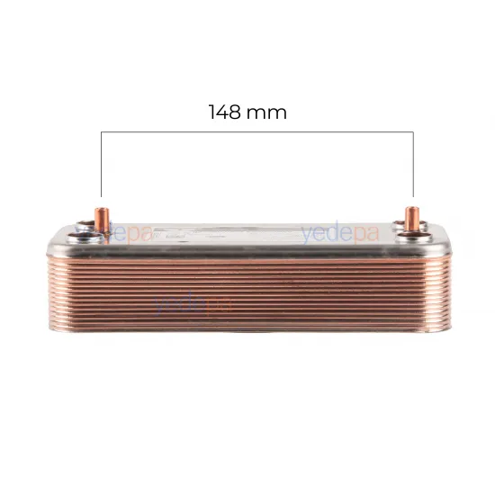Zilmet Kombi Plakalı Eşanjör 16 Plaka – 17B1901601, 148 mm, 28 kW | Beretta R8037, Riello 4364201, Arçelik Uyumlu