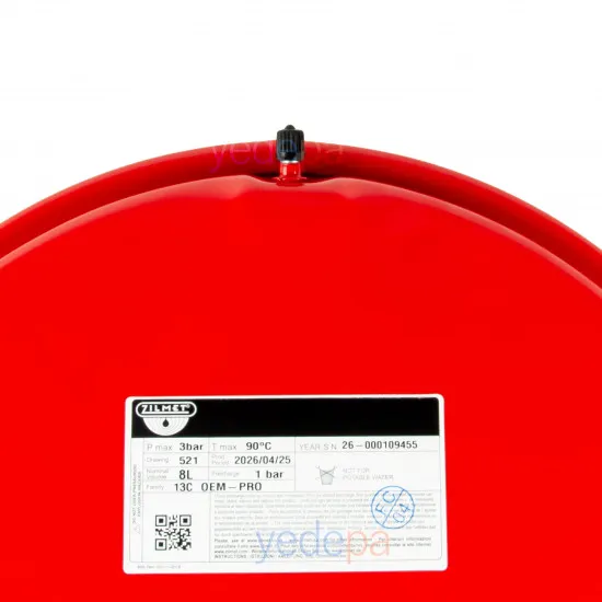 Zilmet OEM-PRO 8 Litre 1/2" Kombi Genleşme Tankı (Ø390 × H81 mm)