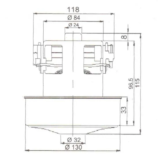 35 Çıkıntılı Elektrikli Süpürge Motoru 1200 W