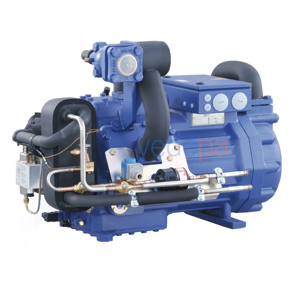 BOCK HGZX7/2110-4 R404A/R507 İki Kademeli Yarı Hermetik Kompresör | LBP Uygulamaları İçin 6 Silindirli Yüksek Verim