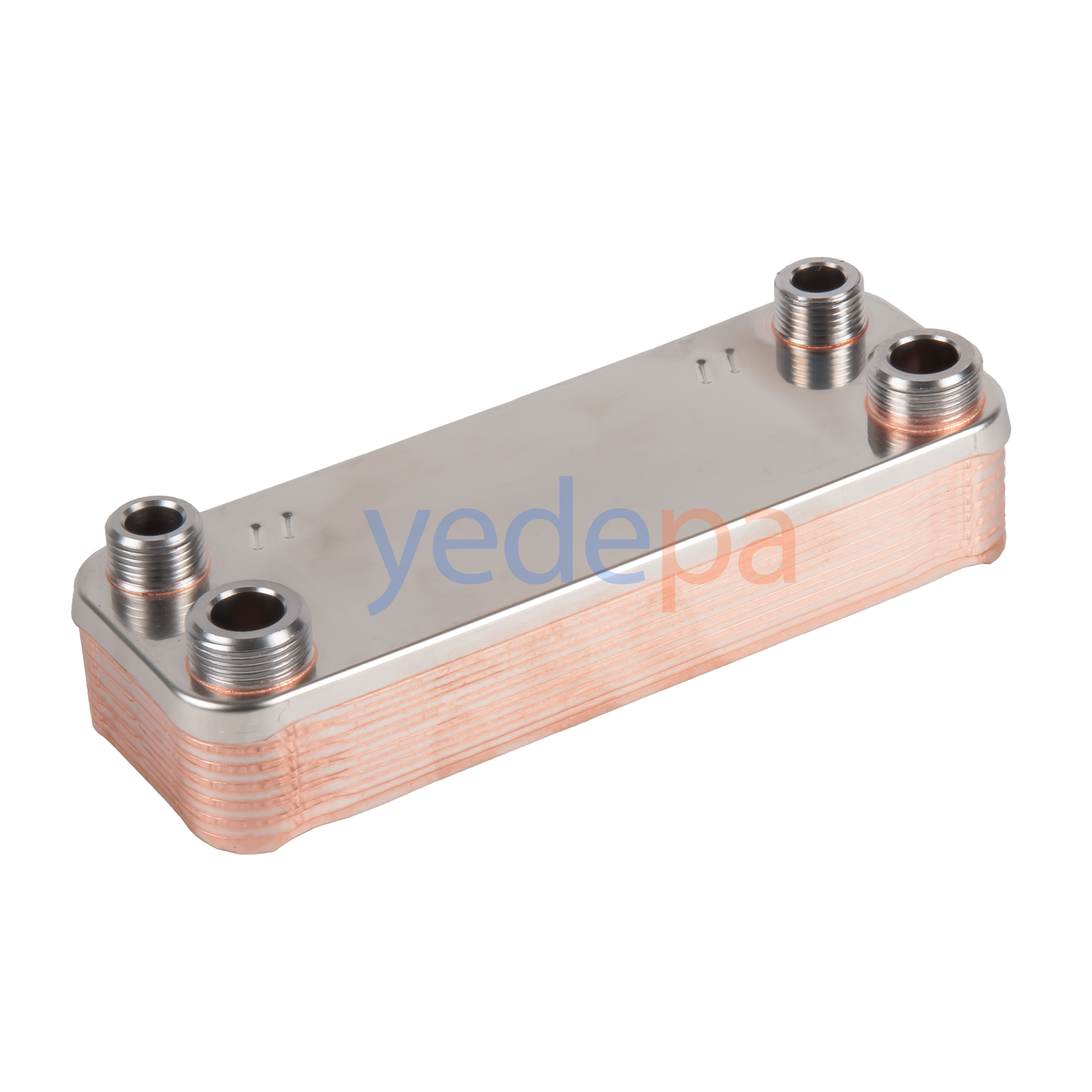 Combi Boiler Plate Heat Exchanger - 207mm, 1/2-3/4 Male Fittings, 14 Plates - Compatible with Alarko, Ferroli
